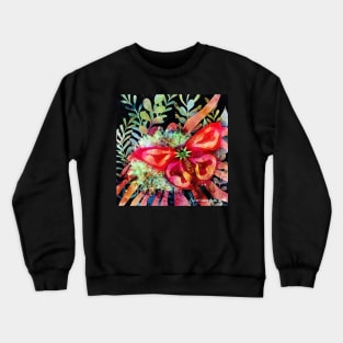 Tropical Strawberry Butterfly Negative Painting Crewneck Sweatshirt